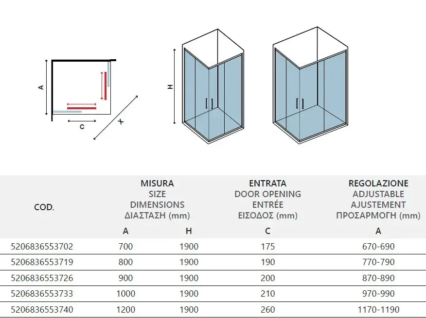 Box Doccia Doppia Scorrevole 8mm Anticalcare Acciaio Inox H190 - 79x99