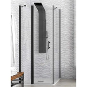 Box Doccia Profili Neri Trasparente H200 Apertura Interna Esterna - 99x85 - Ingresso lato corto