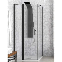 Box Doccia Profili Neri Trasparente H200 Apertura Interna Esterna - 99x85 - Ingresso lato corto