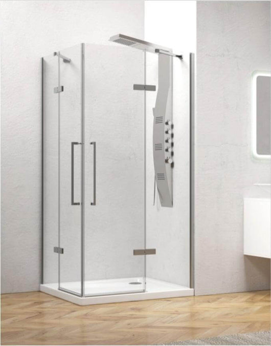 Box Doccia H200 Doppia Anta Battente 8mm Trasparente Anticalcare - 120x140 - Ingresso 84cm