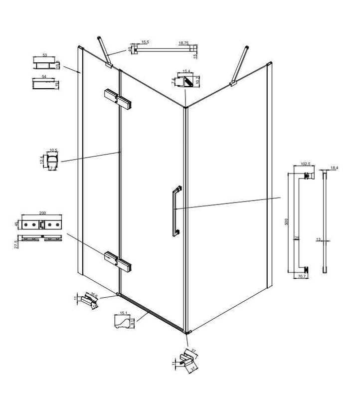 Box Doccia H200 Anta Battente 8mm Trasparente Anticalcare - 69,5x140 - Ingresso 60cm