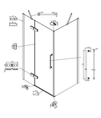 Box Doccia H200 Anta Battente 8mm Trasparente Anticalcare - 89,5x80 - Ingresso sul lato corto 45cm