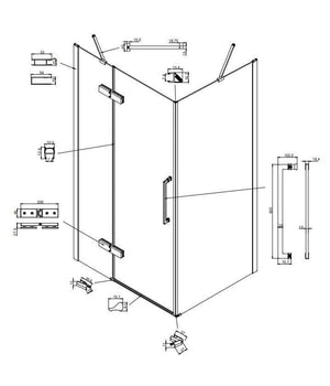 Box Doccia H200 Anta Battente 8mm Trasparente Anticalcare - 89,5x100 - Ingresso 60cm