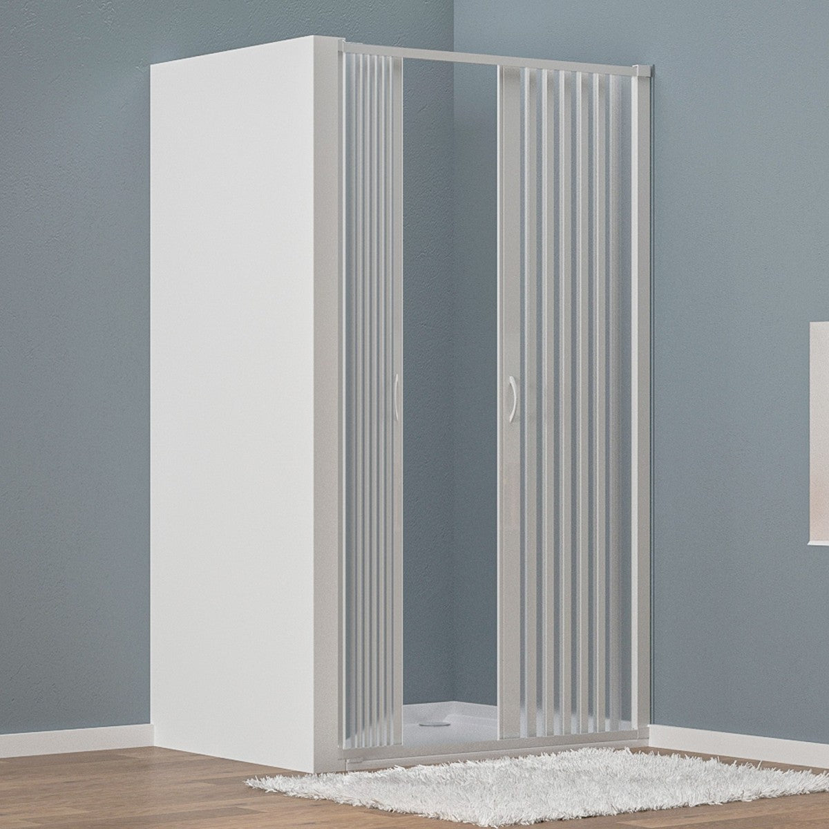 Porta doccia nicchia a soffietto in pvc bianco h185, misura 100