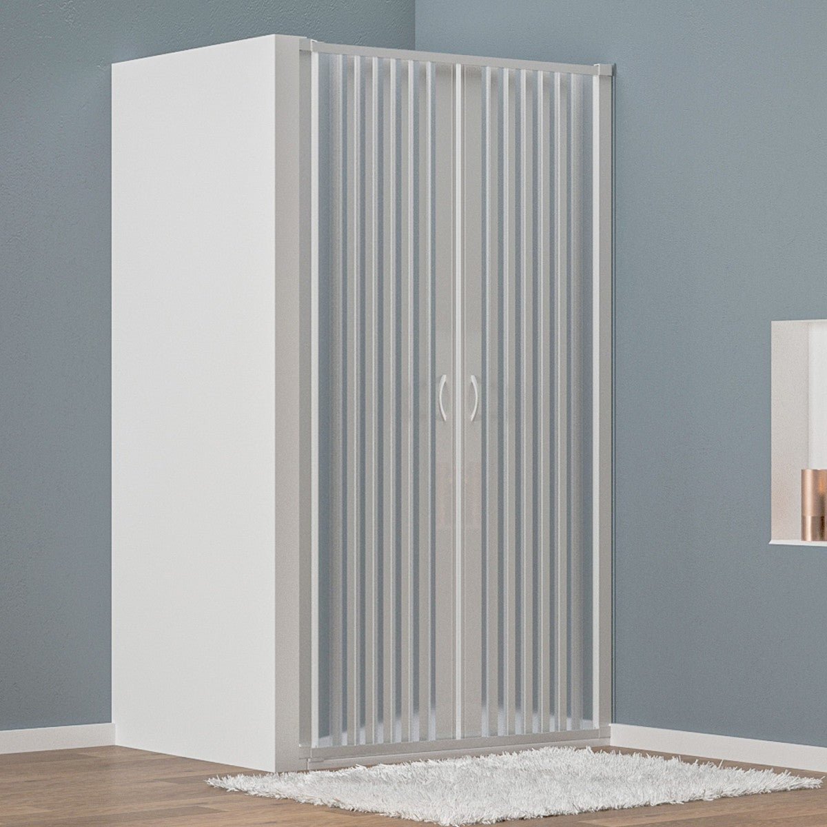 Porta doccia nicchia a soffietto in pvc bianco h185, misura 130