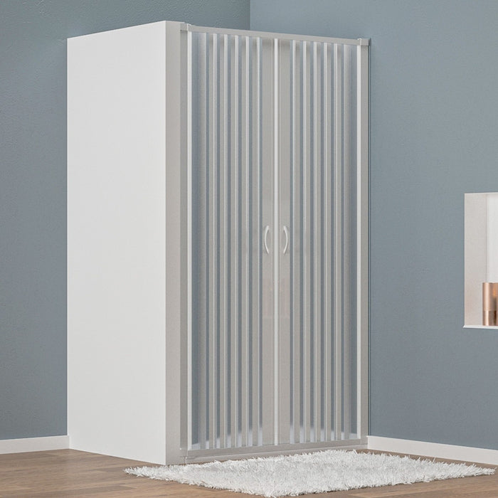 Porta doccia nicchia a soffietto in pvc bianco h185, misura 100