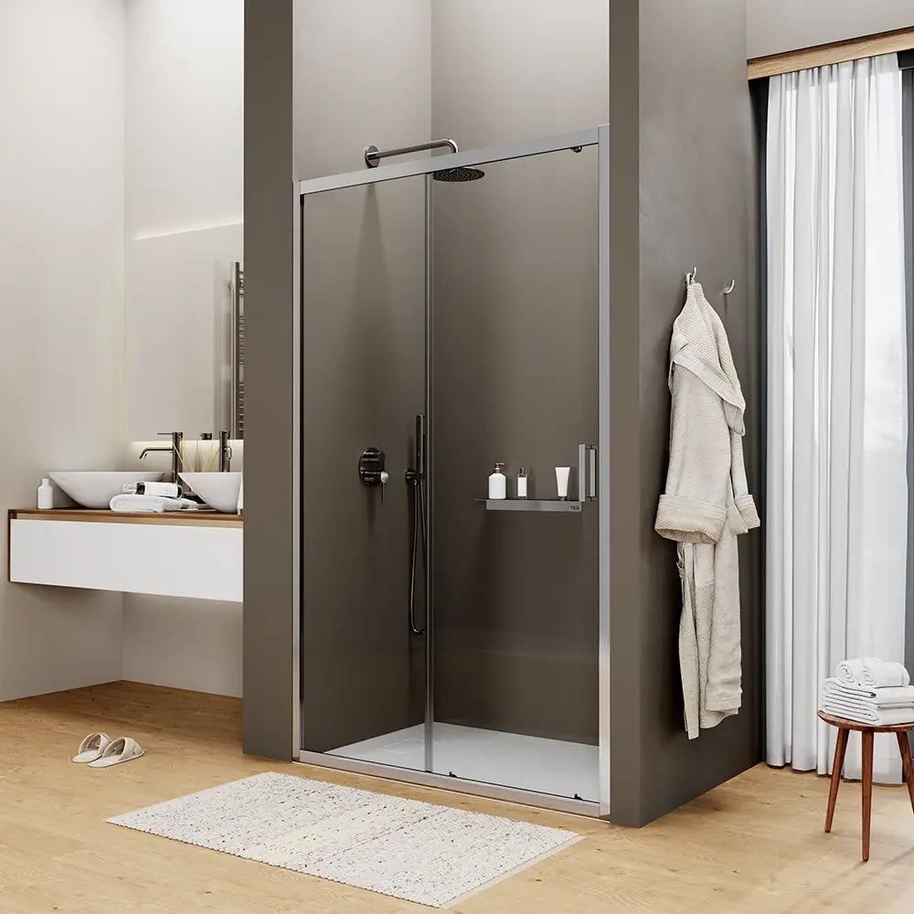 Box doccia 140cm nicchia scorrevole reversibile vetro 6mm trasparente | Sicily