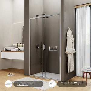 Porta doccia 120 cm scorrevole reversibile cristallo 6mm trasparente h190 | Sicily