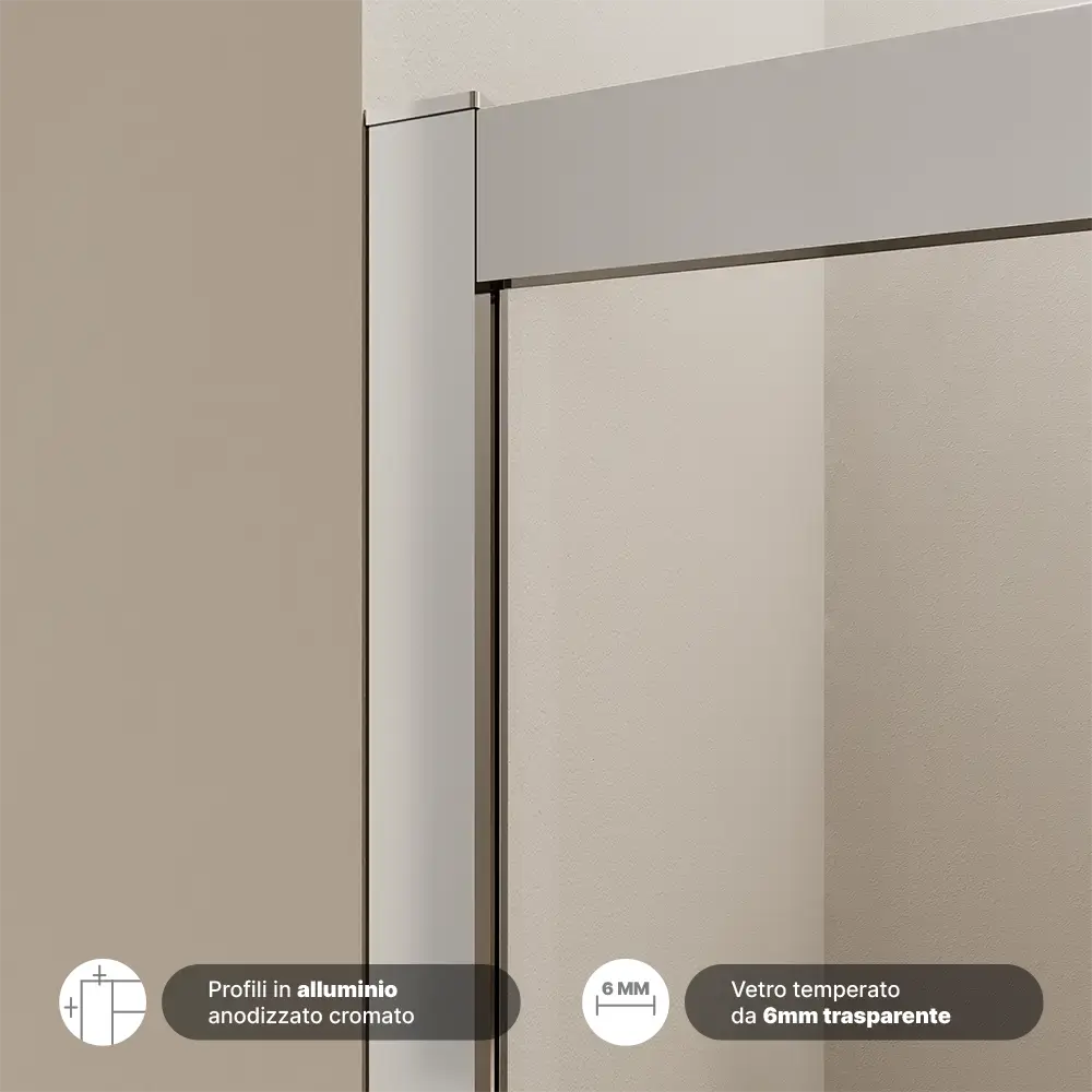 Porta doccia 105 cm scorrevole reversibile vetro 6mm trasparente h190 | Sicily