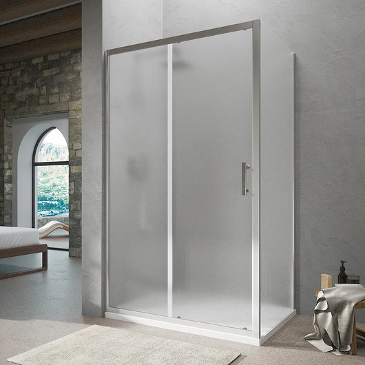 Box Doccia Angolare 90x120 cm vetro stampato, con apertura scorrevole e parete fissa h190cm | Tenerife