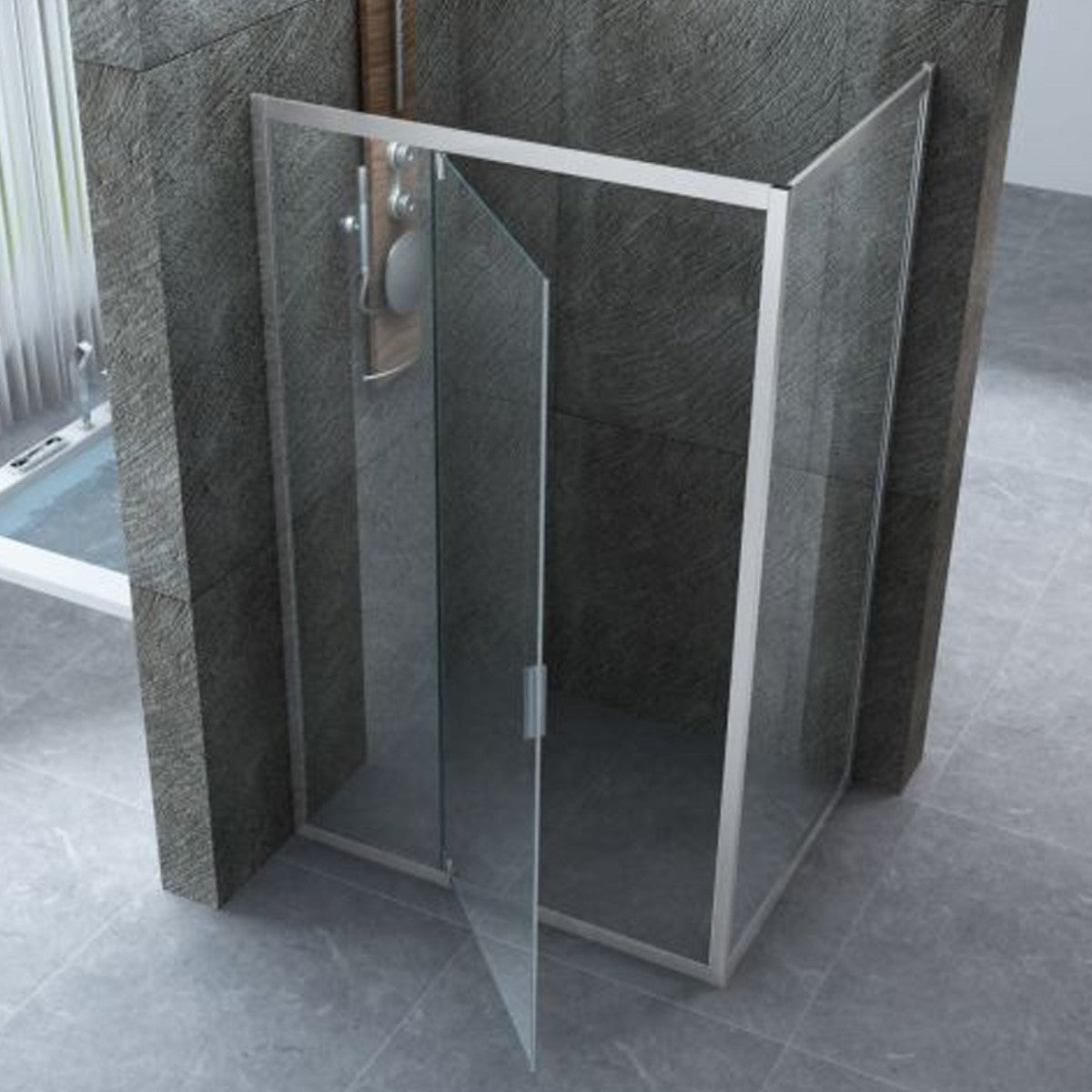 Box doccia due lati battente jade trasparente porta battente esterna, misura 60x120