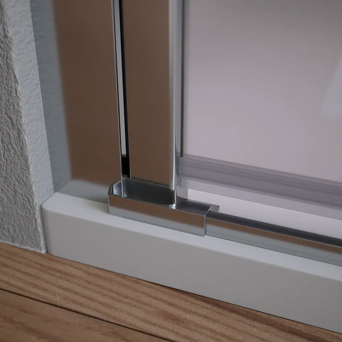 Box doccia 80x70cm con apertura a battente e parete fissa, profili cromati e vetro da 6mm opaco h195 | Elba