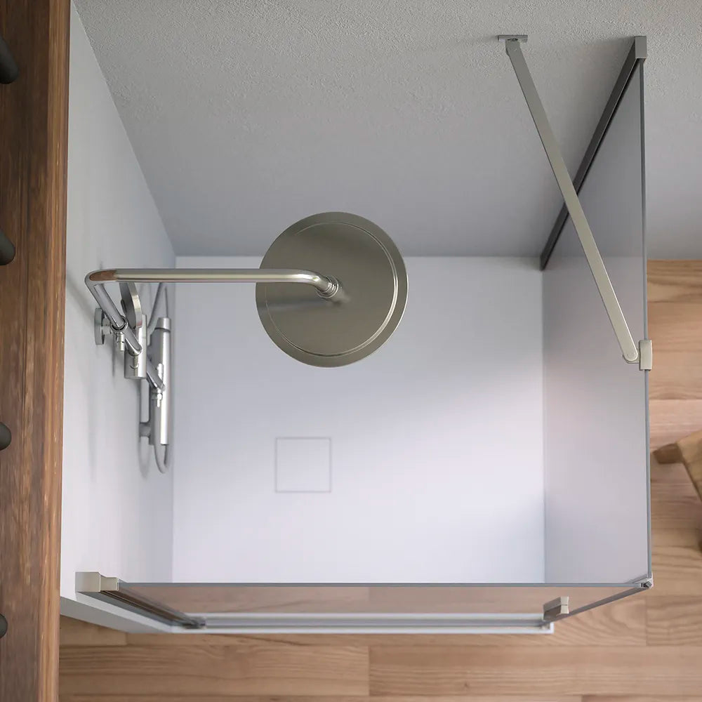 Box doccia 70x70cm con apertura a battente e parete fissa, profili cromati e vetro da 6mm opaco h195 | Elba