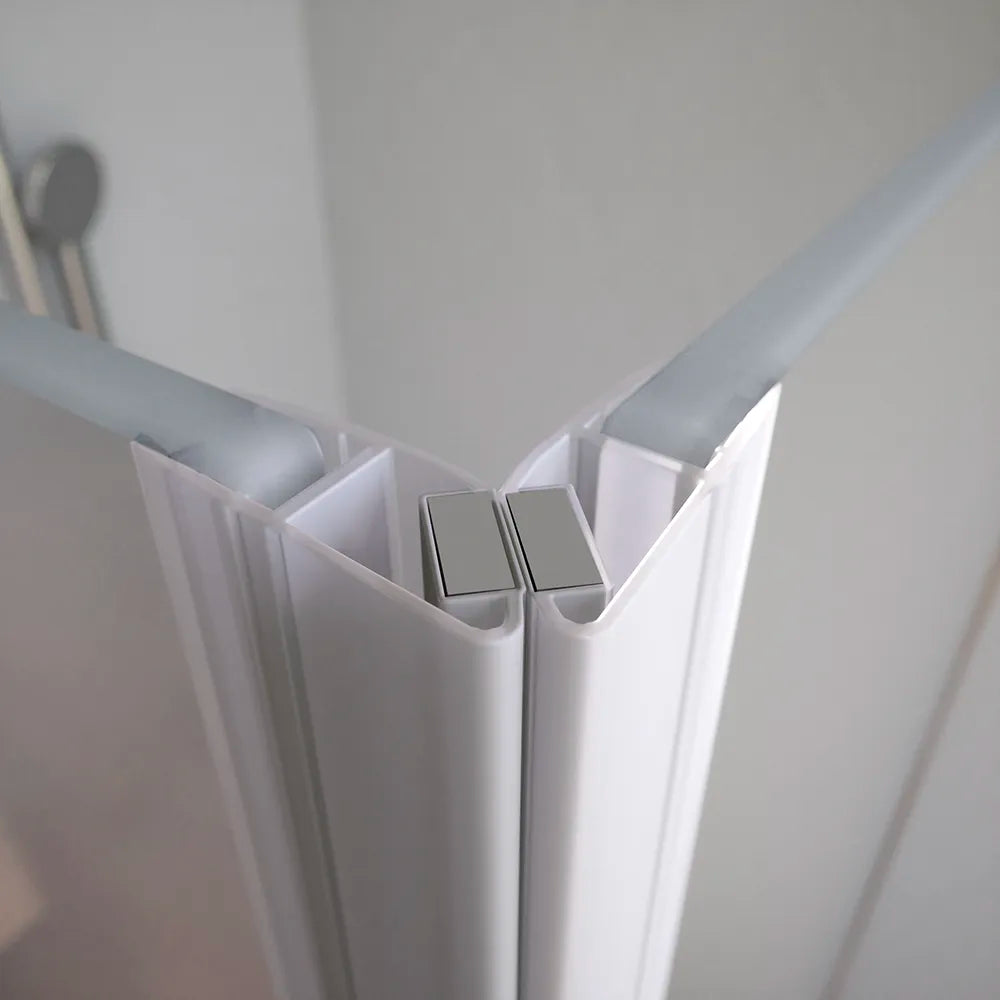 Box doccia 95x70cm con apertura a battente e parete fissa, profili cromati e vetro da 6mm opaco h195 | Elba