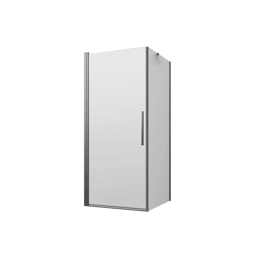 Box doccia 70x70cm con apertura a battente e parete fissa, profili cromati e vetro da 6mm opaco h195 | Elba