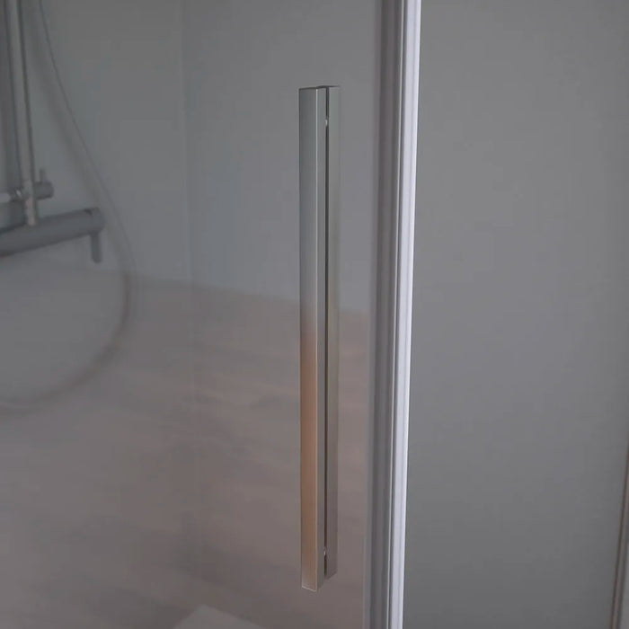 Box doccia 90x70cm con apertura a battente e parete fissa, profili cromati e vetro da 6mm trasparente h195 | Elba