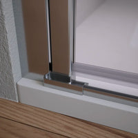 Box doccia 75x70cm con apertura a battente e parete fissa, profili cromati e vetro da 6mm trasparente h195 | Elba