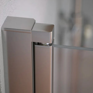 Box doccia 85x70cm con apertura a battente e parete fissa, profili cromati e vetro da 6mm trasparente h195 | Elba