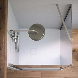 Box doccia 75x70cm con apertura a battente e parete fissa, profili cromati e vetro da 6mm trasparente h195 | Elba