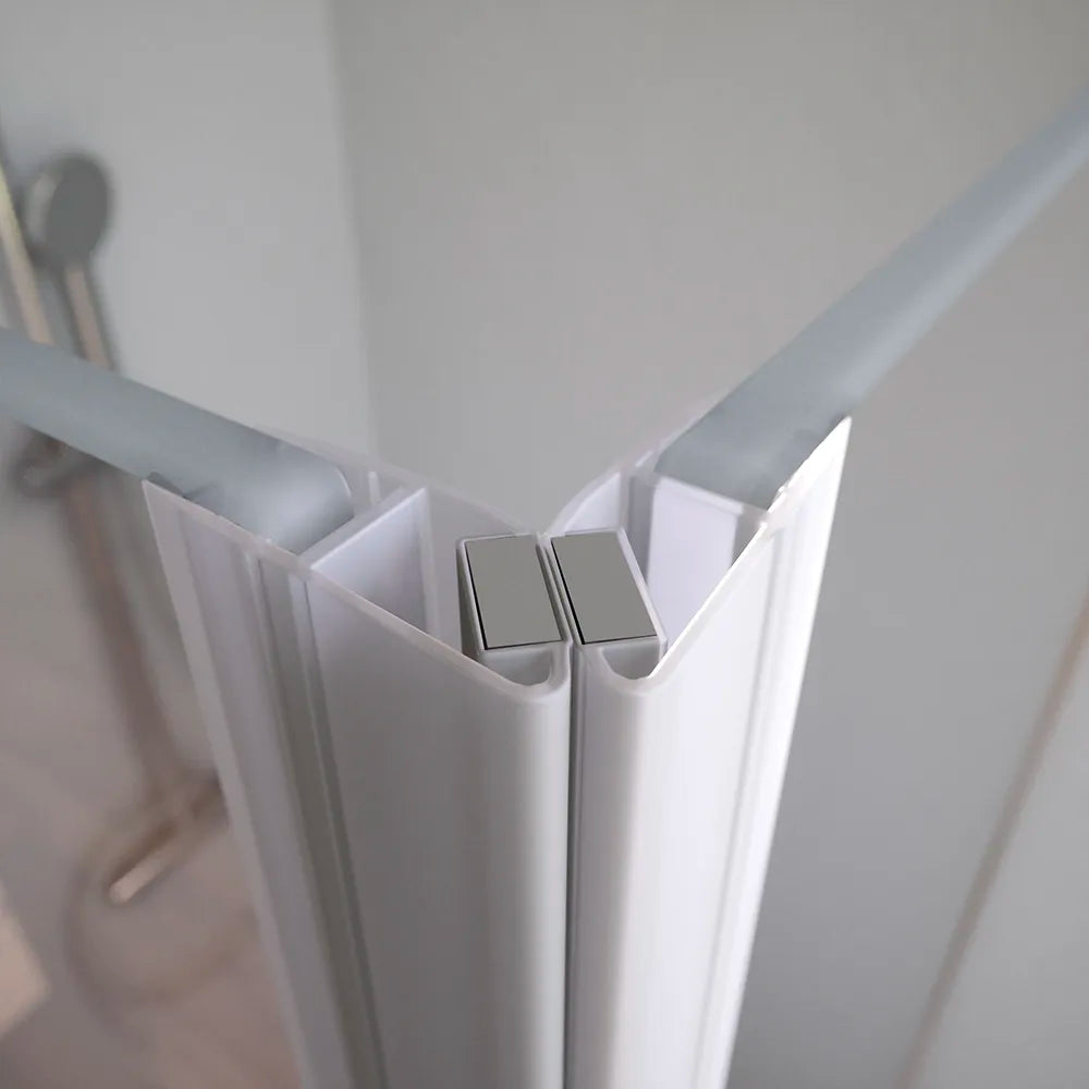 Box doccia 85x70cm con apertura a battente e parete fissa, profili cromati e vetro da 6mm trasparente h195 | Elba