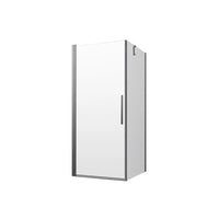 Box doccia 70x70cm con apertura a battente e parete fissa, profili cromati e vetro da 6mm trasparente h195 | Elba