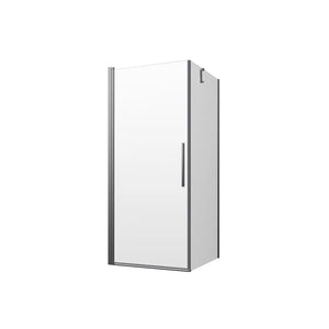 Box doccia 70x70cm con apertura a battente e parete fissa, profili cromati e vetro da 6mm trasparente h195 | Elba