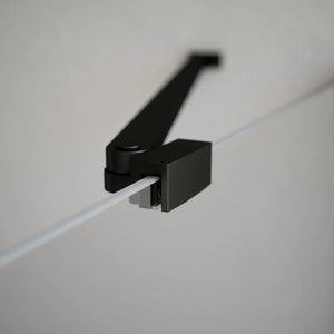 Box doccia 90x70cm con apertura a battente e parete fissa, profili nero opaco e vetro da 6mm trasparente h195 | Elba