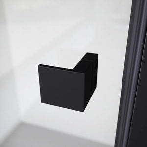 Box doccia 80x70 cm con apertura a battente e parete fissa, profili nero opaco e vetro da 8mm trasparente h195 | Bahamas