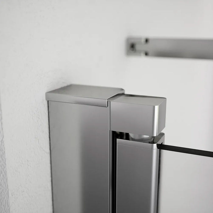 Box doccia 80x90cm con apertura saloon e parete fissa, profili cromati e vetro da 6mm opaco h195 | Elba