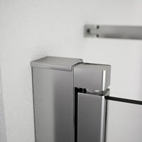 Box doccia 90x90cm con apertura saloon e parete fissa, profili cromati e vetro da 6mm opaco h195 | Elba