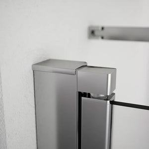 Box doccia 90x90cm con apertura saloon e parete fissa, profili cromati e vetro da 6mm opaco h195 | Elba