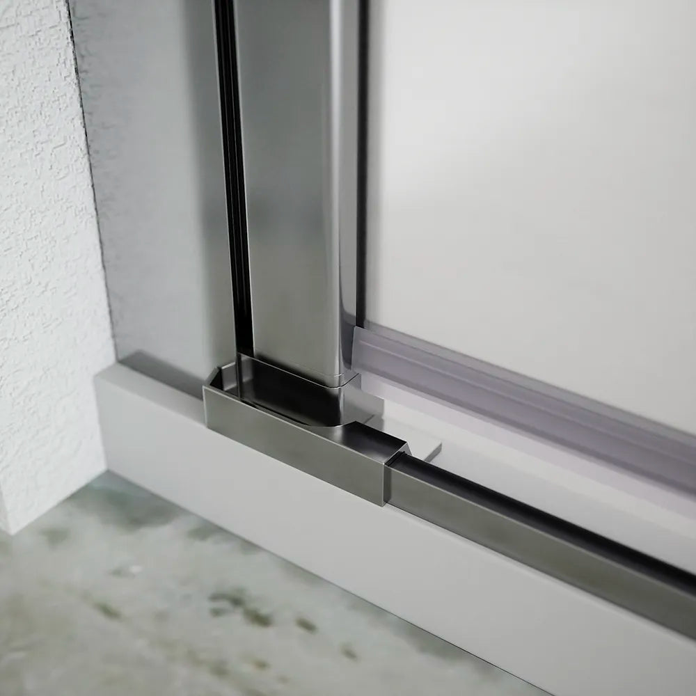 Box doccia 70x90cm con apertura saloon e parete fissa, profili cromati e vetro da 6mm opaco h195 | Elba