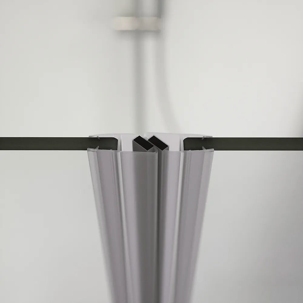 Box doccia 90x90cm con apertura saloon e parete fissa, profili cromati e vetro da 6mm opaco h195 | Elba