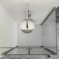 Box doccia 90x90cm con apertura saloon e parete fissa, profili cromati e vetro da 6mm opaco h195 | Elba