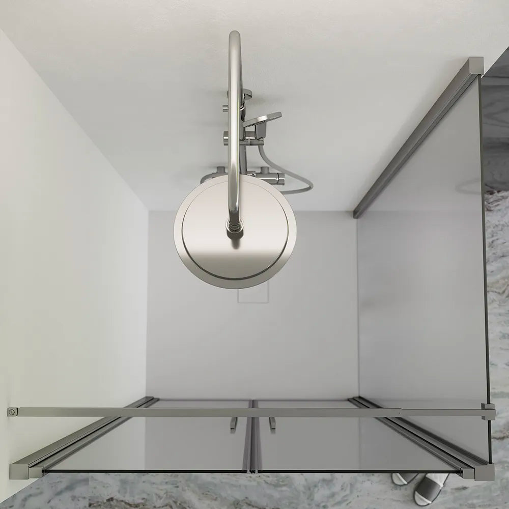 Box doccia 70x90cm con apertura saloon e parete fissa, profili cromati e vetro da 6mm opaco h195 | Elba