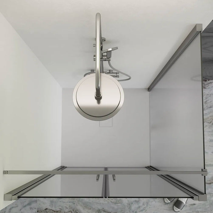 Box doccia 70x90cm con apertura saloon e parete fissa, profili cromati e vetro da 6mm opaco h195 | Elba