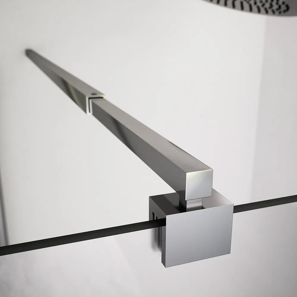 Box doccia 80x90cm con apertura saloon e parete fissa, profili cromati e vetro da 6mm opaco h195 | Elba