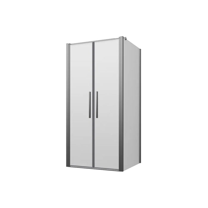 Box doccia 70x90cm con apertura saloon e parete fissa, profili cromati e vetro da 6mm opaco h195 | Elba