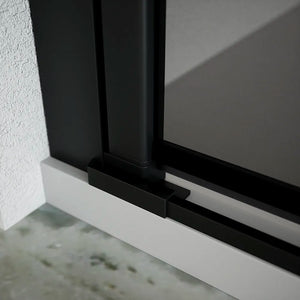Box doccia 70x70cm con apertura saloon e parete fissa, profili nero opaco e vetro da 6mm fumè h195 | Elba