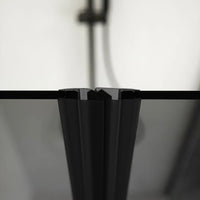 Box doccia 100x80cm con apertura saloon e parete fissa, profili nero opaco e vetro da 6mm fumè h195 | Elba