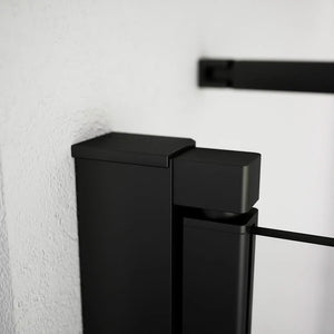 Box doccia 120x70cm con apertura saloon e parete fissa, profili nero opaco e vetro da 6mm trasparente h195 | Elba