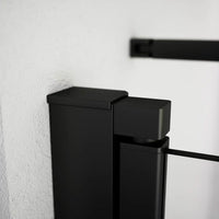 Box doccia 70x70cm con apertura saloon e parete fissa, profili nero opaco e vetro da 6mm trasparente h195 | Elba