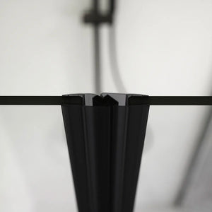 Box doccia 70x70cm con apertura saloon e parete fissa, profili nero opaco e vetro da 6mm trasparente h195 | Elba