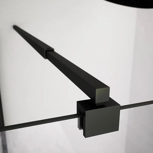 Box doccia 80x70cm con apertura saloon e parete fissa, profili nero opaco e vetro da 6mm trasparente h195 | Elba