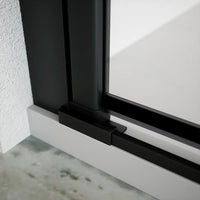 Box doccia 120x70cm con apertura saloon e parete fissa, profili nero opaco e vetro da 6mm trasparente h195 | Elba