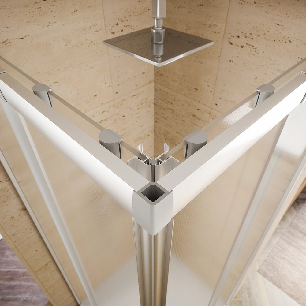 Box doccia estensibile 70-90x70-90 cm vetro 6mm stampato con profili in alluminio anodizzato | Nuuk