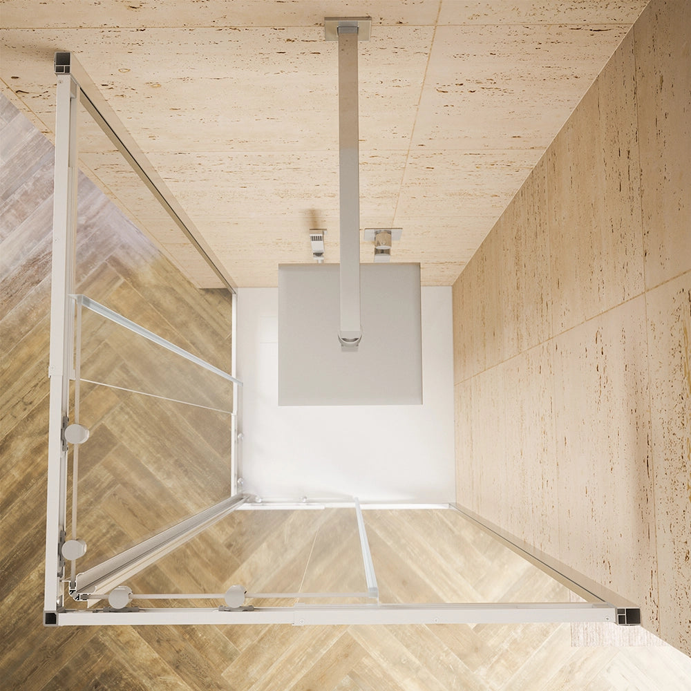 Box doccia estensibile 70-90x70-90 cm vetro 6mm trasparente con profili in alluminio anodizzato| Nuuk