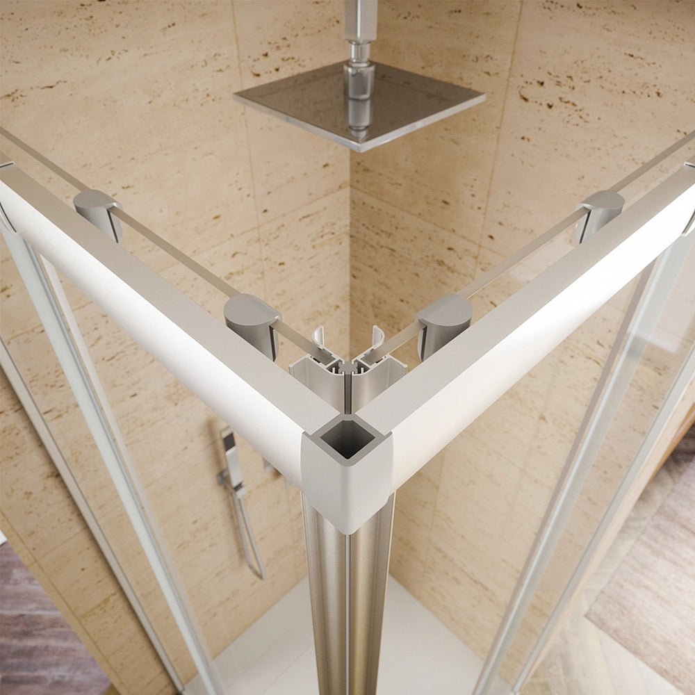 Box doccia estensibile 70-90x70-90 cm vetro 6mm trasparente con profili in alluminio anodizzato| Nuuk
