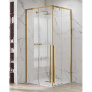 Box Doccia Soft-Close H200 8mm Anticalcare Profili Oro Spazzolato - 69.5x79.5
