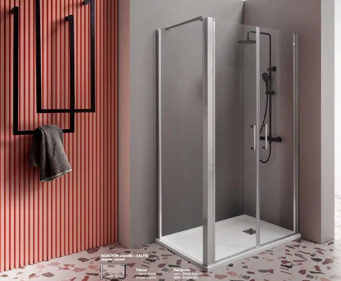 Box Doccia Saloon 6mm Anticalcare H200 Trasparente - 80x70 - Ingresso lato corto